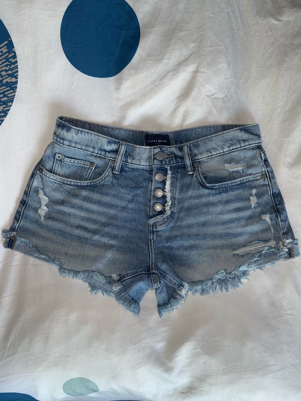 Lucky Brand Women’s Boy Mid Rise Shorts - Distressed Denim - Size 6/28